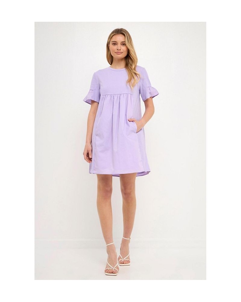 Women's Solid Mini Dress Lilac $29.40 Dresses