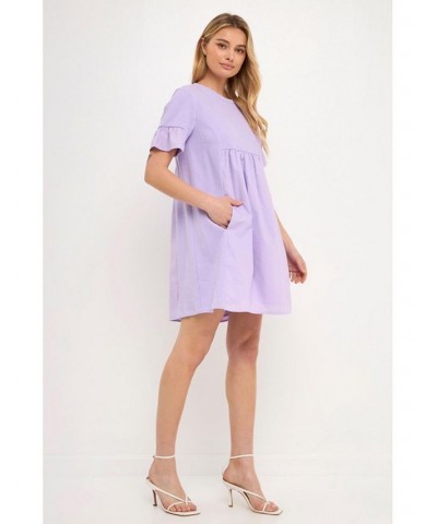 Women's Solid Mini Dress Lilac $29.40 Dresses