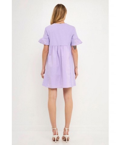 Women's Solid Mini Dress Lilac $29.40 Dresses