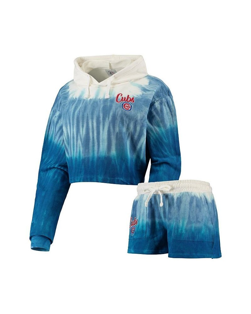 Women's Royal Chicago Cubs Dip-Dye Hoodie T-shirt and Pants Sleep Set Royal $43.19 Pajama