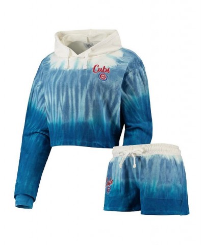 Women's Royal Chicago Cubs Dip-Dye Hoodie T-shirt and Pants Sleep Set Royal $43.19 Pajama