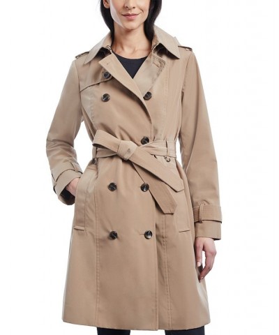 Women's Double-Breasted Hooded Trench Coat Macaroon $52.70 Coats