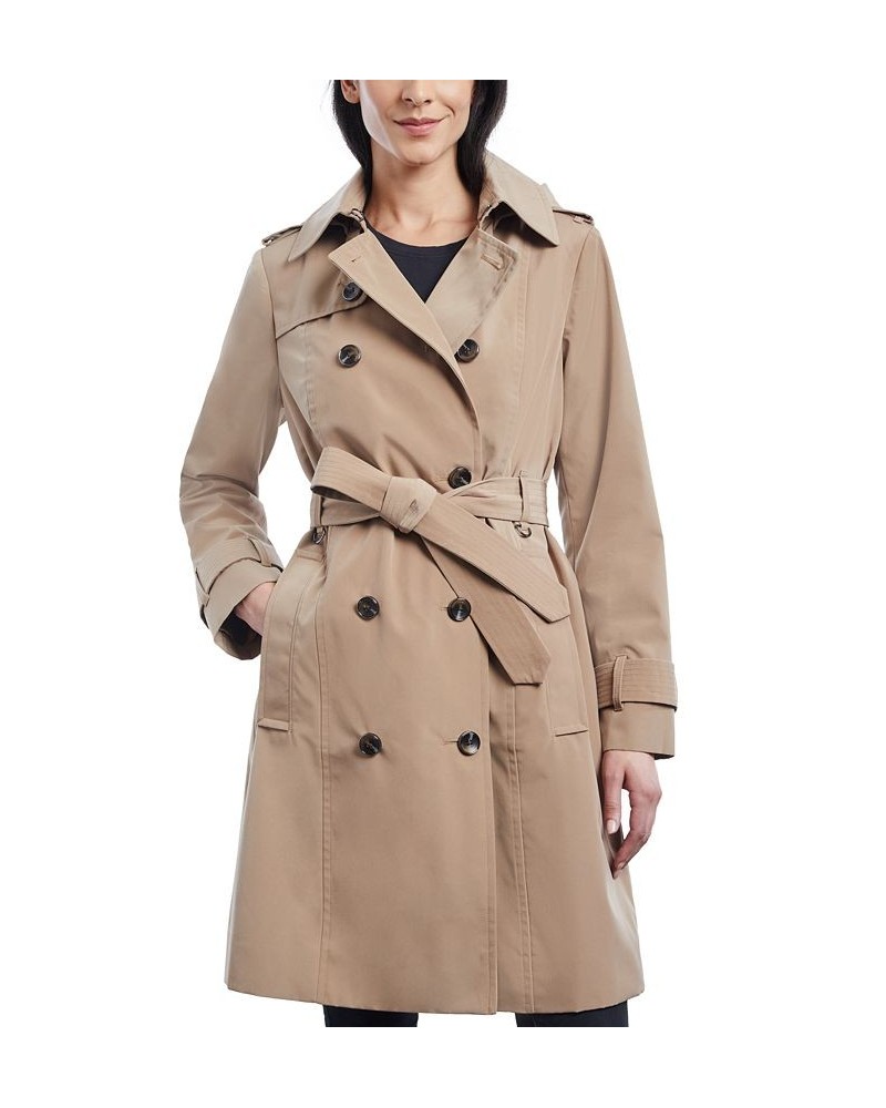 Women's Double-Breasted Hooded Trench Coat Macaroon $52.70 Coats