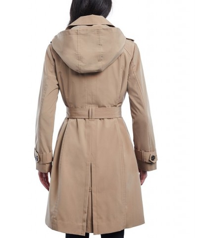 Women's Double-Breasted Hooded Trench Coat Macaroon $52.70 Coats