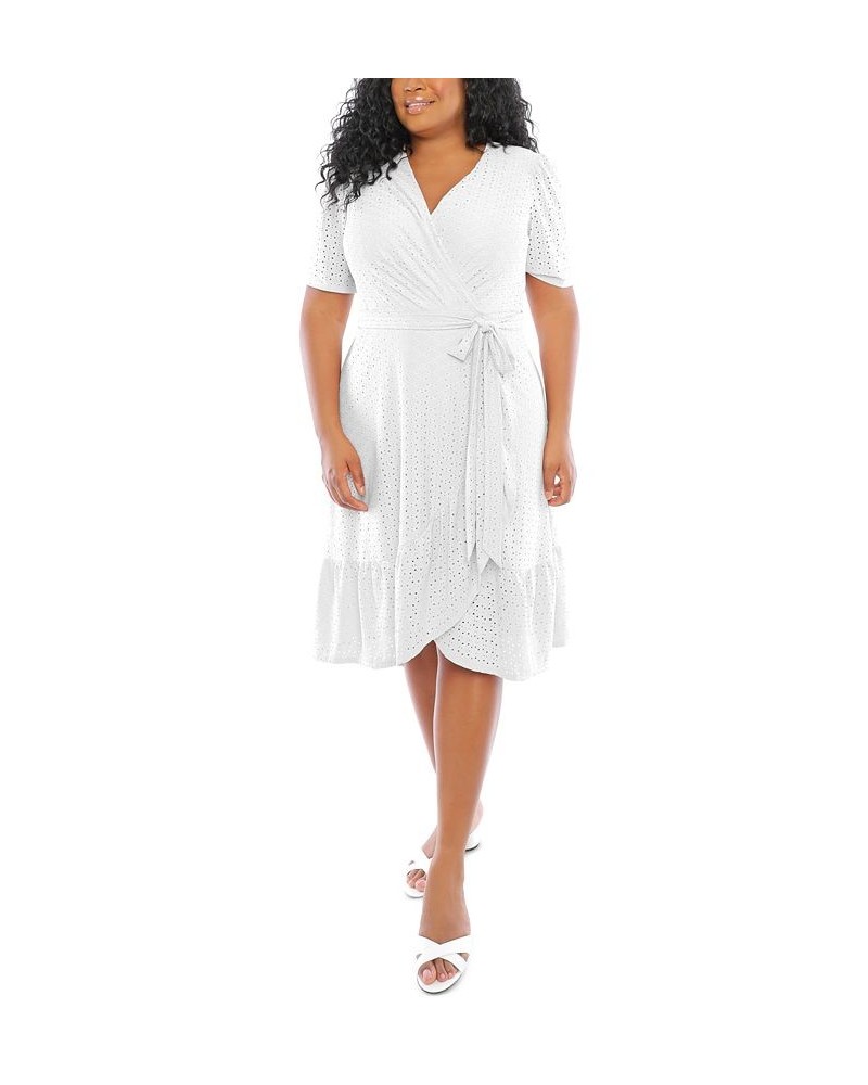 Plus Size Eyelet Wrap Dress Ivory/Cream $39.27 Dresses