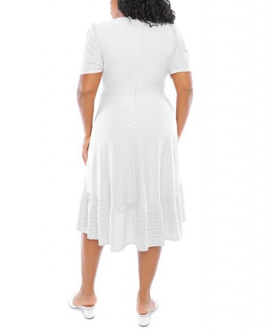 Plus Size Eyelet Wrap Dress Ivory/Cream $39.27 Dresses