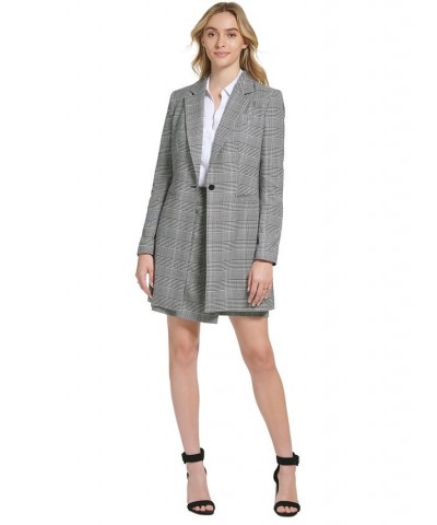 Women's Glen Plaid One Button Topper Jacket Black Multi $34.78 Jackets