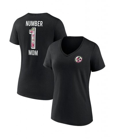Women's Branded Black Pittsburgh Steelers Team Mother's Day V-Neck T-shirt Black $17.22 Tops
