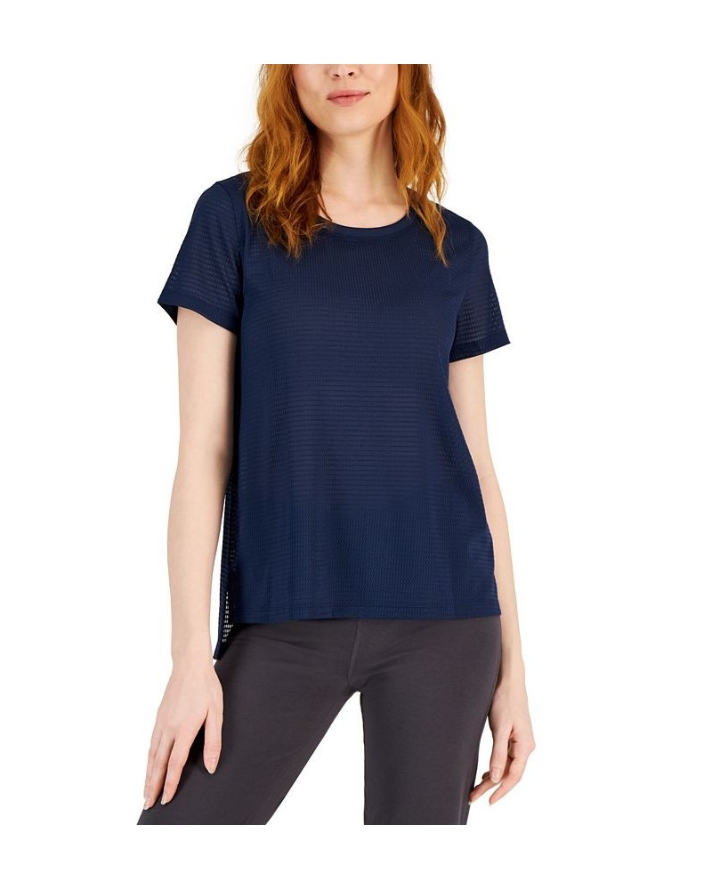 Women's Relaxed Short-Sleeve Mesh Tee Blue $10.86 Tops