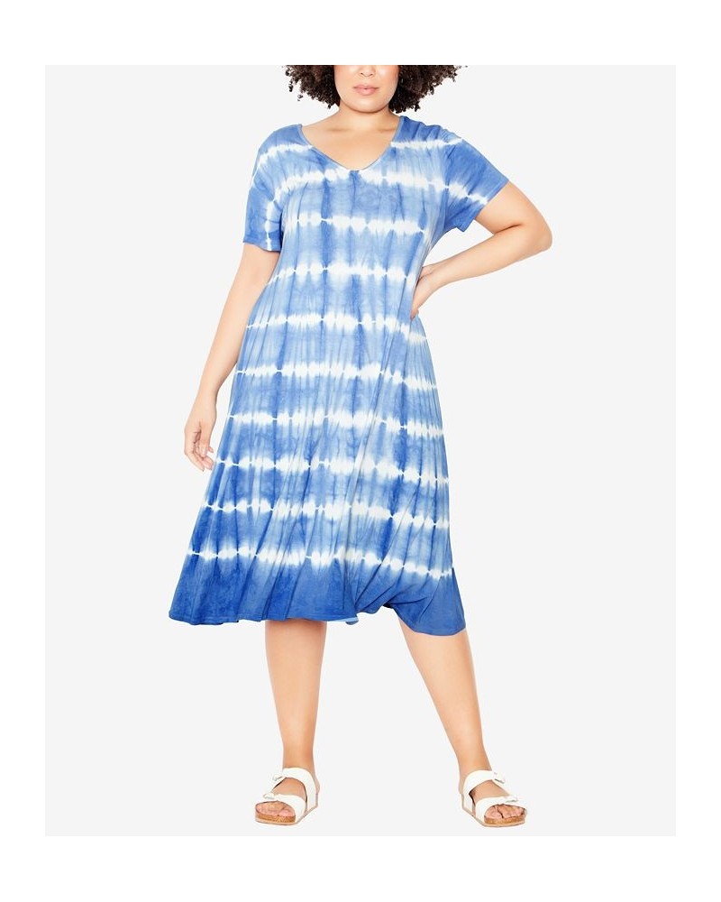 Plus Size Cross Back Knit Tie Dye Dress Blue Spring Tie Dye $20.75 Dresses