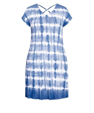 Plus Size Cross Back Knit Tie Dye Dress Blue Spring Tie Dye $20.75 Dresses