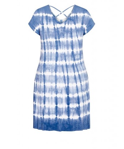 Plus Size Cross Back Knit Tie Dye Dress Blue Spring Tie Dye $20.75 Dresses