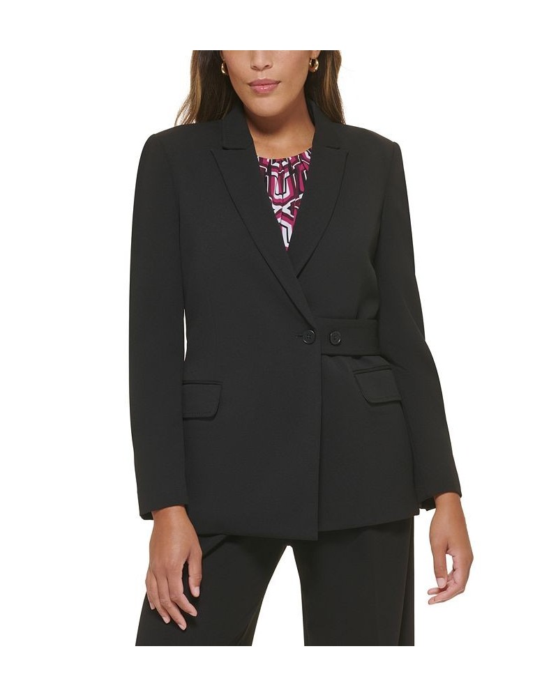 Petite Scuba Crepe Belted Long-Sleeve Jacket Black $38.99 Jackets