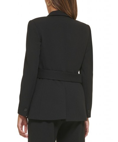 Petite Scuba Crepe Belted Long-Sleeve Jacket Black $38.99 Jackets