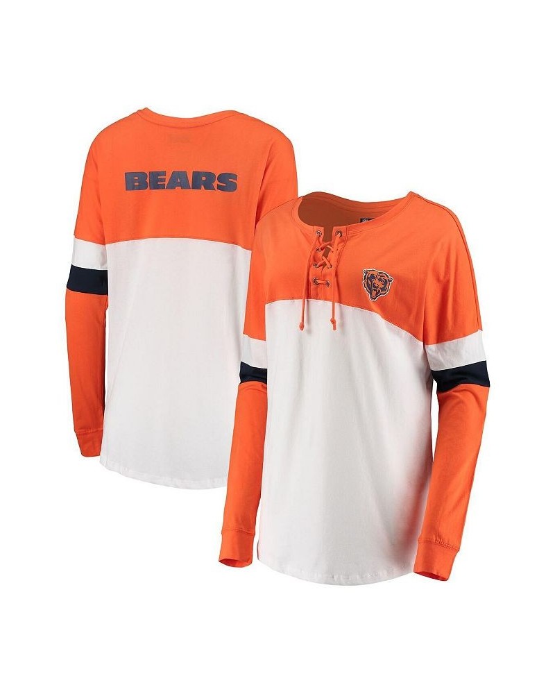 Women's Orange White Chicago Bears Athletic Historic Varsity Lace-Up T-shirt Orange, White $23.00 T-Shirts