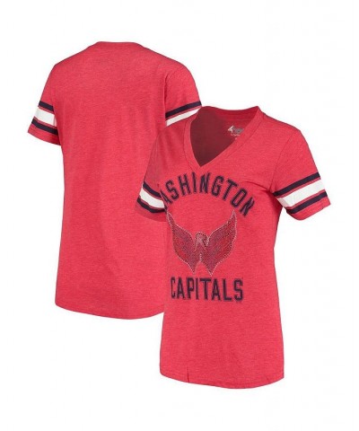 Women's Red Washington Capitals Wild Card Tri-Blend V-Neck T-shirt Red $19.80 Tops
