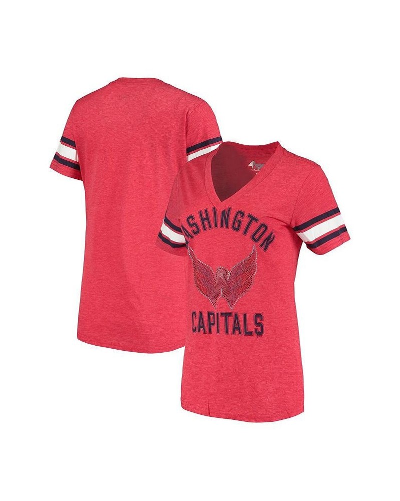 Women's Red Washington Capitals Wild Card Tri-Blend V-Neck T-shirt Red $19.80 Tops