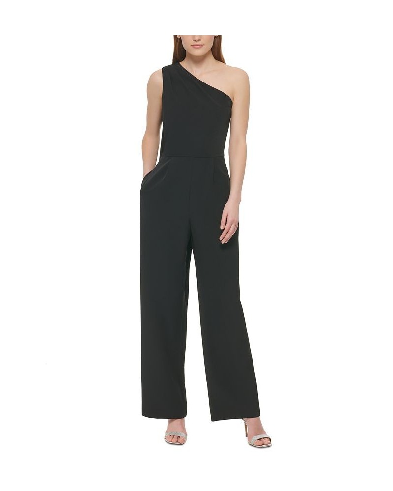 Women's Draped One-Shoulder Jumpsuit Black $89.44 Pants