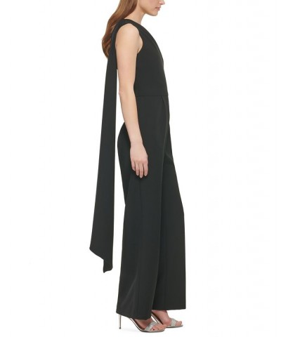 Women's Draped One-Shoulder Jumpsuit Black $89.44 Pants