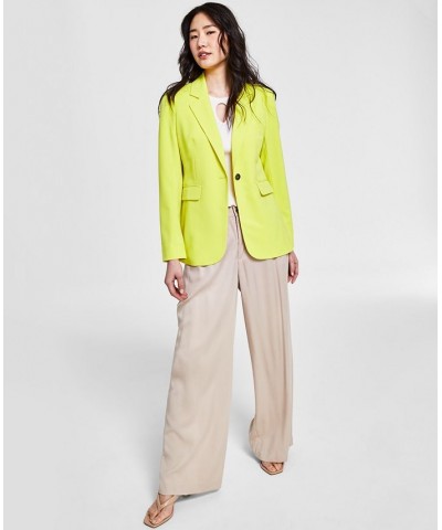 Women's Bi-Stretch Single-Button Long-Sleeve Blazer Lemon Lime $45.87 Jackets