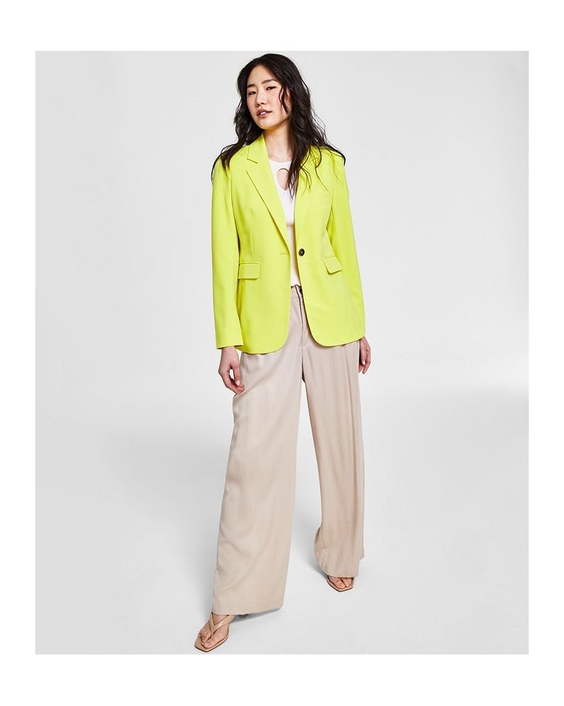 Women's Bi-Stretch Single-Button Long-Sleeve Blazer Lemon Lime $45.87 Jackets