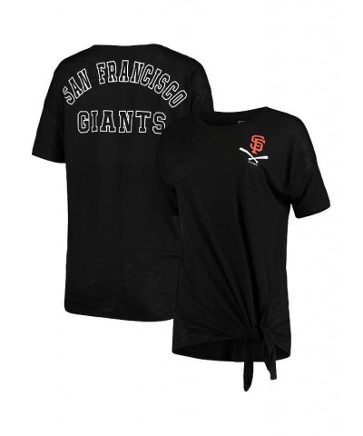 Women's Black San Francisco Giants Slub Jersey Scoop Neck Side Tie T-shirt Black $18.92 Tops