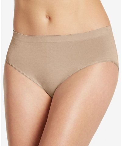 Smooth and Shine Seamfree Heathered Hi Cut Underwear 2188 available in extended sizes Tan/Beige $9.80 Panty