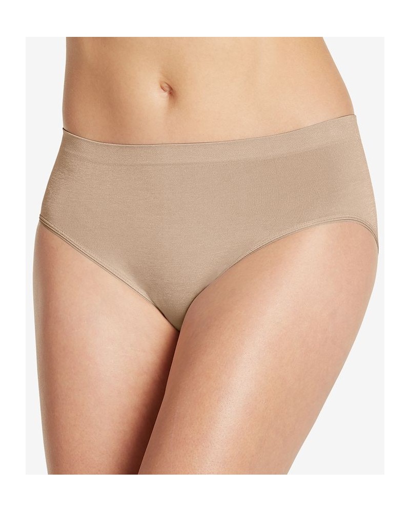 Smooth and Shine Seamfree Heathered Hi Cut Underwear 2188 available in extended sizes Tan/Beige $9.80 Panty