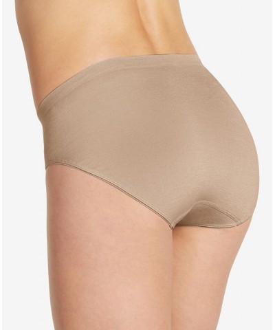 Smooth and Shine Seamfree Heathered Hi Cut Underwear 2188 available in extended sizes Tan/Beige $9.80 Panty