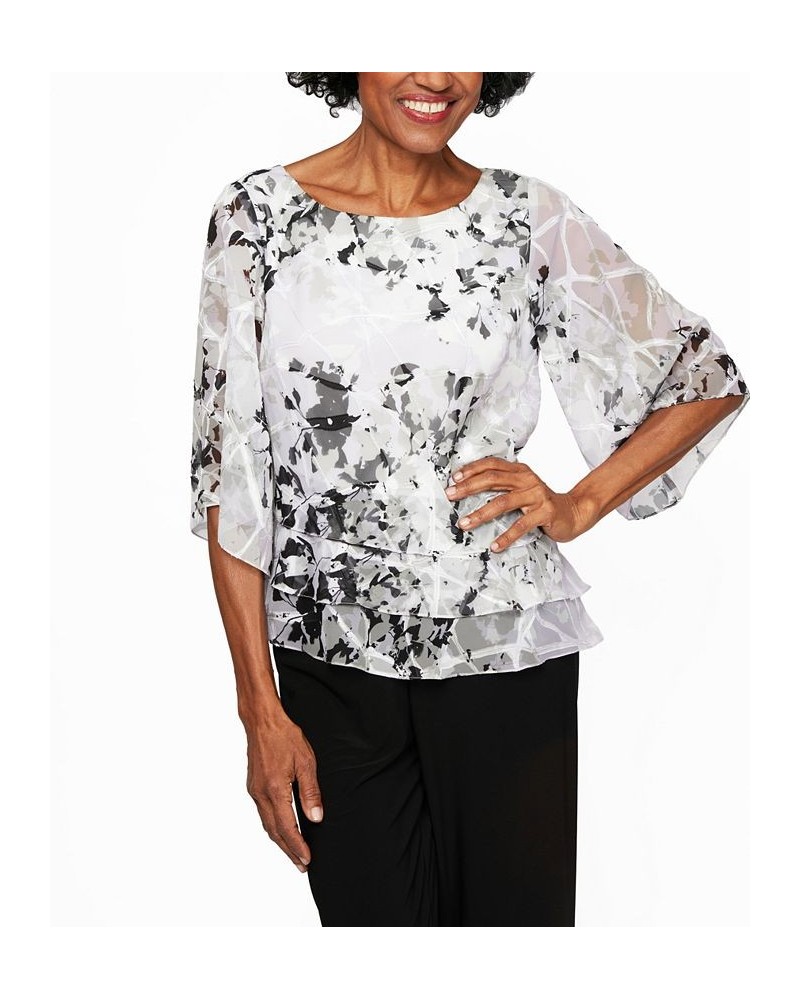 Petite Chiffon Burnout Blouse White/black $65.56 Tops