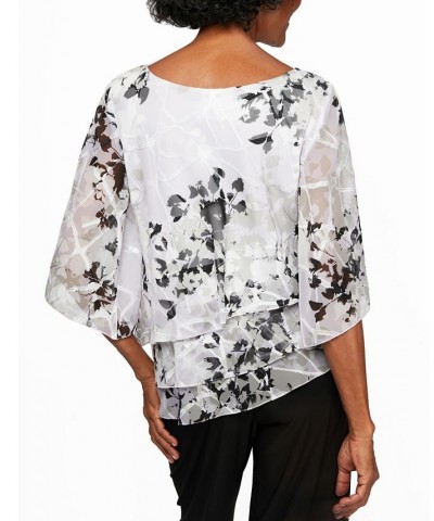 Petite Chiffon Burnout Blouse White/black $65.56 Tops