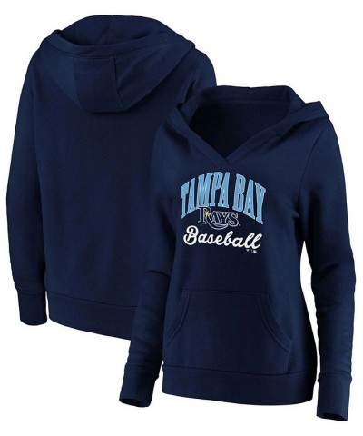 Plus Size Navy Tampa Bay Rays Victory Script Crossover Neck Pullover Hoodie Navy $43.99 Sweatshirts
