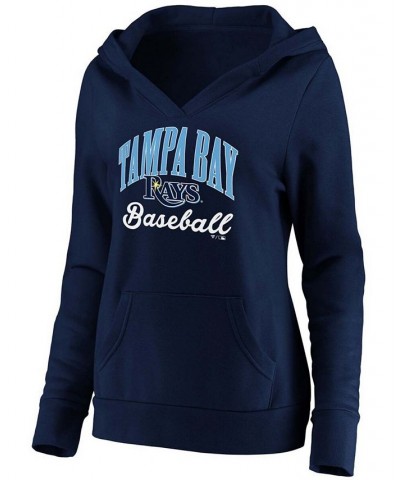 Plus Size Navy Tampa Bay Rays Victory Script Crossover Neck Pullover Hoodie Navy $43.99 Sweatshirts