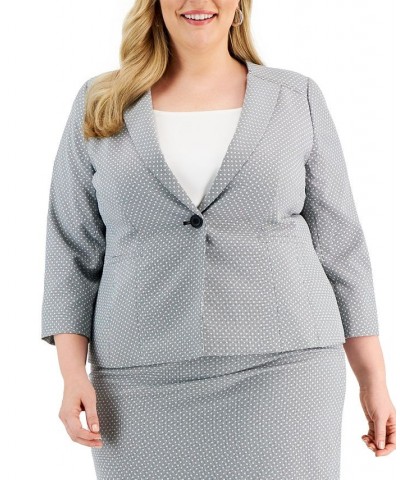 Plus Size Textured 3/4-Sleeve Pencil Skirt Suit White/Black $58.50 Suits