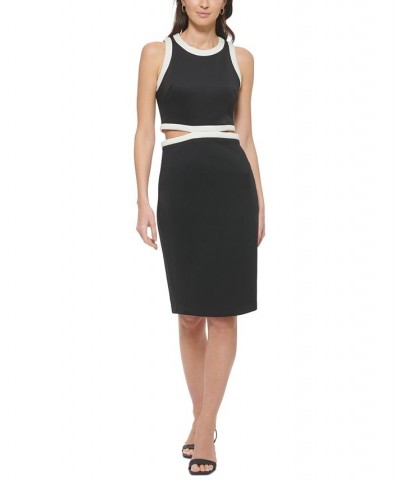 Women's Colorblocked Cutout Sheath Dress Black/Pearl $43.20 Dresses