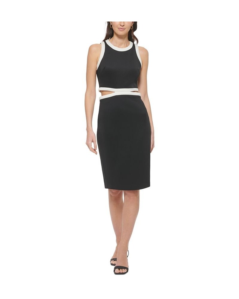 Women's Colorblocked Cutout Sheath Dress Black/Pearl $43.20 Dresses