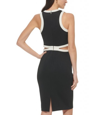 Women's Colorblocked Cutout Sheath Dress Black/Pearl $43.20 Dresses