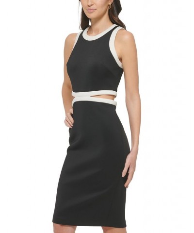 Women's Colorblocked Cutout Sheath Dress Black/Pearl $43.20 Dresses