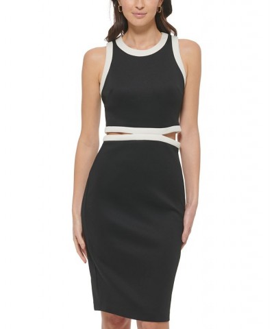 Women's Colorblocked Cutout Sheath Dress Black/Pearl $43.20 Dresses