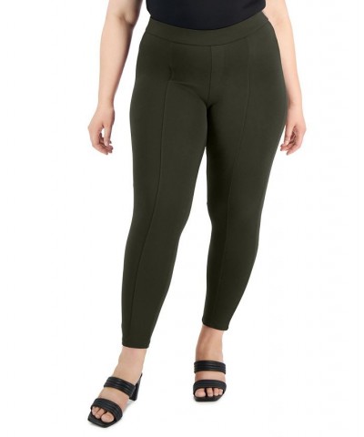 Plus Size Ponté-Knit Pull-On Pants Green $16.81 Pants