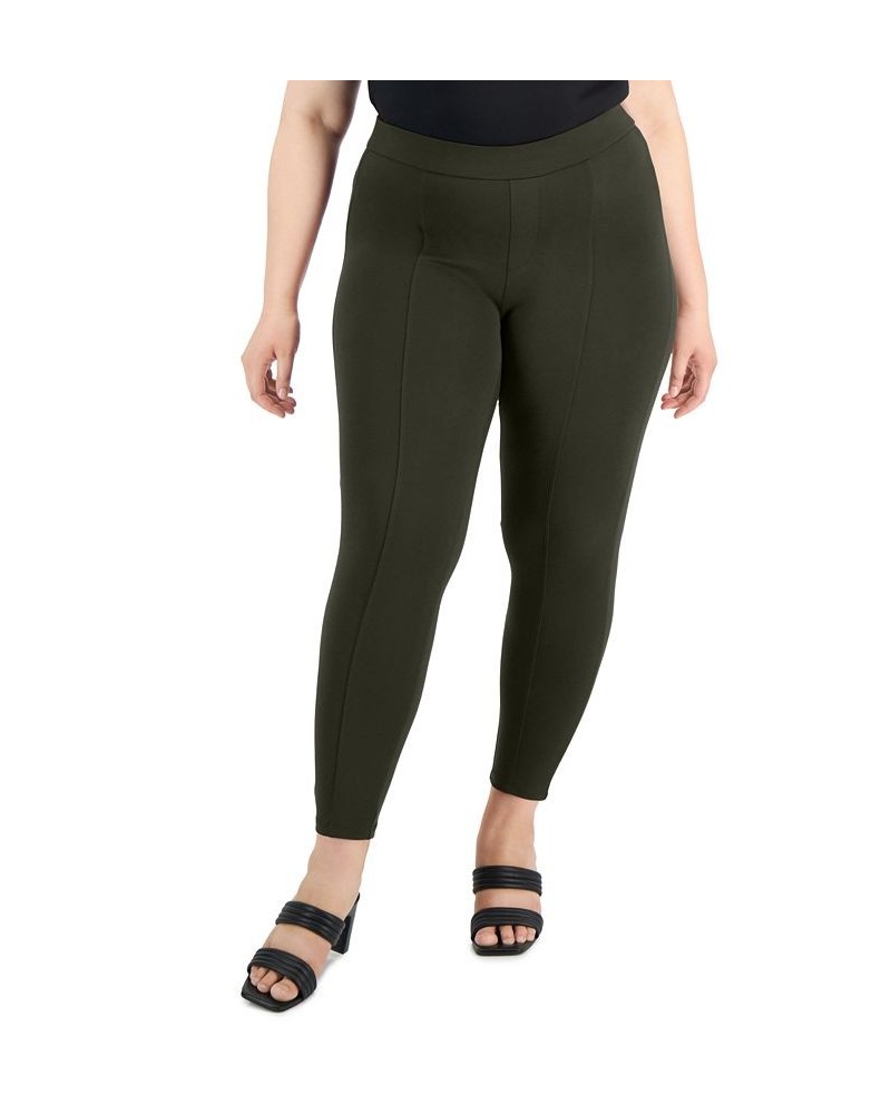 Plus Size Ponté-Knit Pull-On Pants Green $16.81 Pants