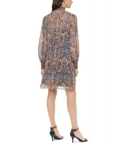 Women's Printed Mock Neck Shift Dress Sky Captain,sand $34.73 Dresses