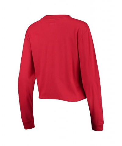 Women's Red Washington Nationals Baby Jersey Cropped Long Sleeve T-shirt Red $19.36 Tops