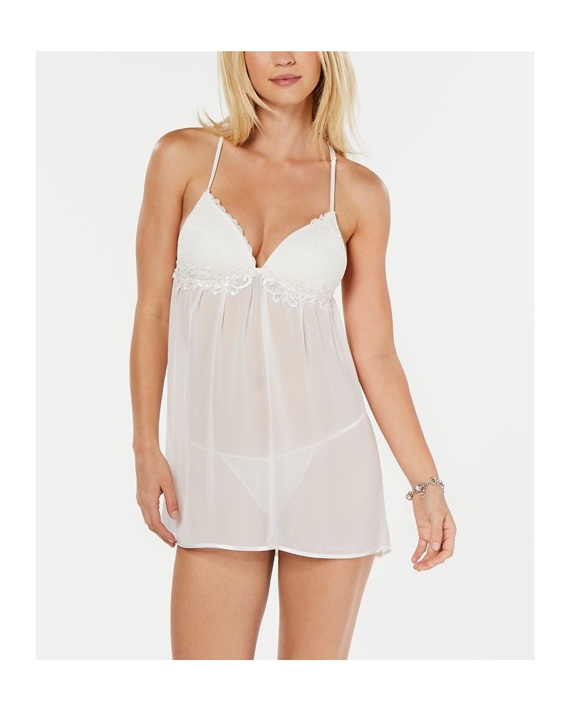 Juliet Lace-Trim Chiffon Babydoll Chemise Nightgown Lingerie Ivory $15.60 Sleepwear