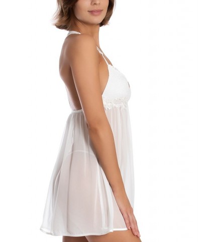 Juliet Lace-Trim Chiffon Babydoll Chemise Nightgown Lingerie Ivory $15.60 Sleepwear