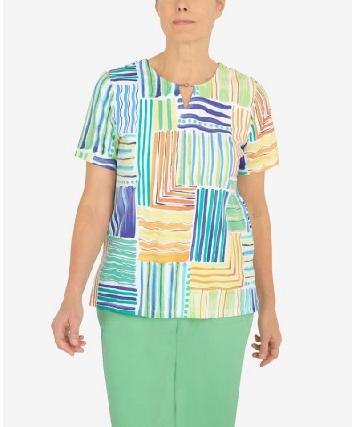Women's Patchwork Stripe T-shirt Multi $25.80 Tops