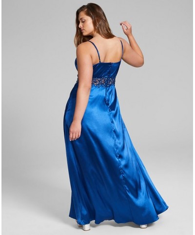 Trendy Plus Size Illusion-Waist-Appliqué Gown Hunter Green $46.32 Dresses