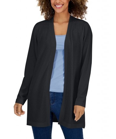 Women's Open-Front Textured Stitch Cardigan Sweater Crescendo Blue $11.92 Sweaters