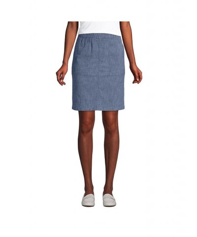 Women's Petite Mid Rise Elastic Waist Pull On Knockabout Chambray Skort Evening sky chambray $39.39 Skirts