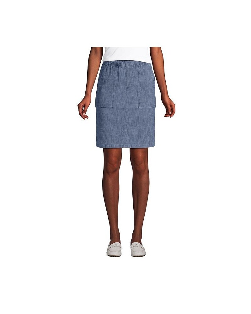 Women's Petite Mid Rise Elastic Waist Pull On Knockabout Chambray Skort Evening sky chambray $39.39 Skirts